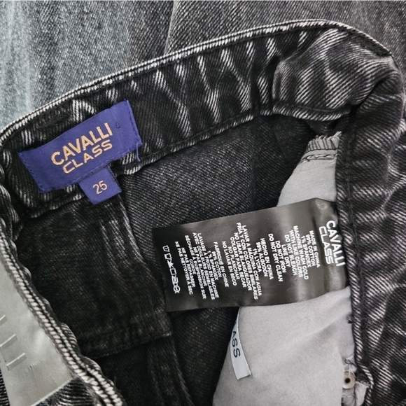 Cavalli Class Black High-Rise Straight Leg Denim Jeans - Picture 12 of 16